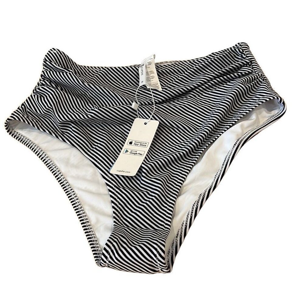 Cupshe High waist striped bikini bottom sz.M NWT